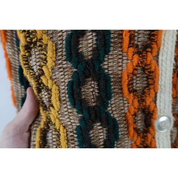 Vtg 60s 70s Mid Century Modern Womens OSFA Rainbow Fringed Sweater Cape Cardigan